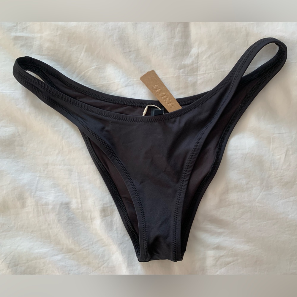 Skims Black Tanga Swimsuit Bottoms L